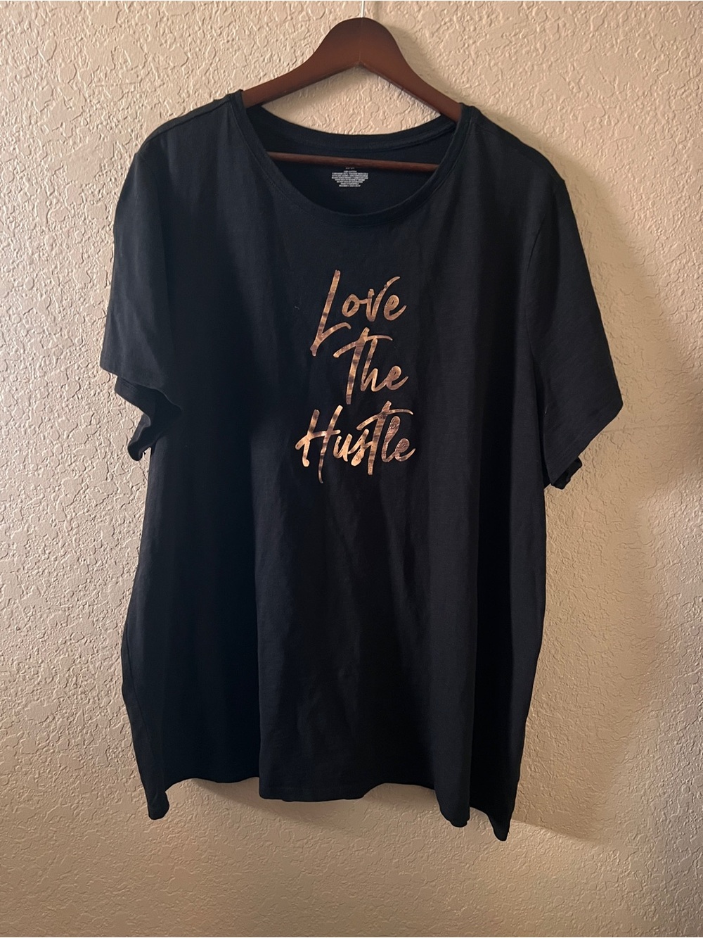 Lane Bryant Black Tee with Metallic Rose Gold Script 2X